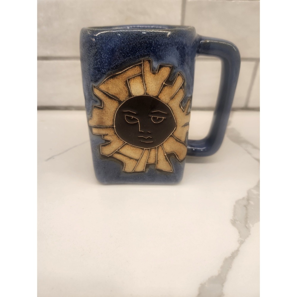 Geo Sun Celestial Mara Mug 12oz Handmade Stoneware Pottery Coffee Or Tea Mexico